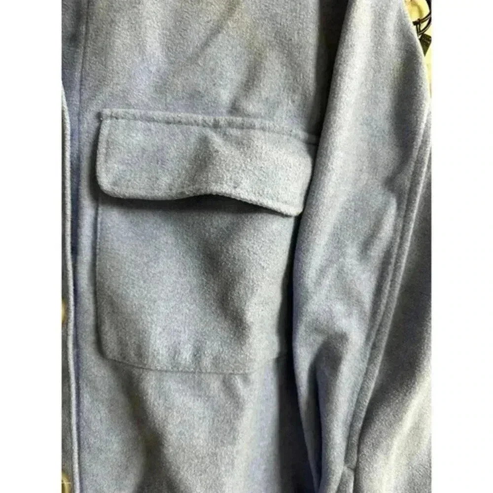 H&M Chambray Button Down Shirt Size XS Blue Oversized Shacket Casual Minimal - Picture 11 of 14